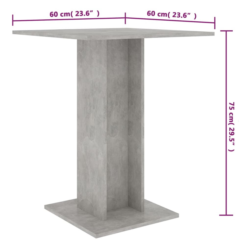 Bistrotafel 60x60x75 cm bewerkt hout betongrijs