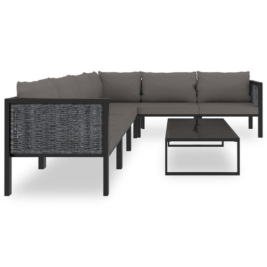 7-delige Loungeset met kussens poly rattan antraciet