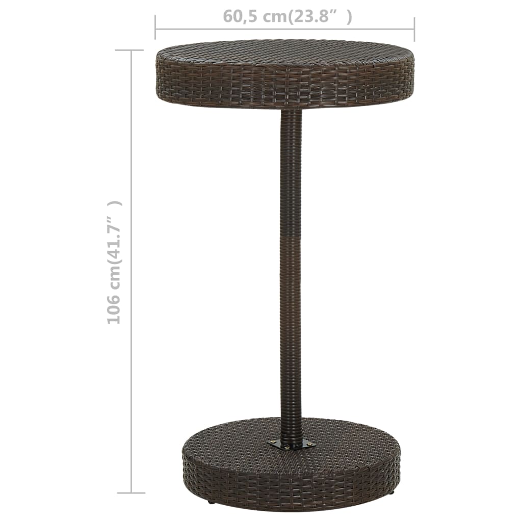 Tuintafel 60,5x106 cm poly rattan bruin