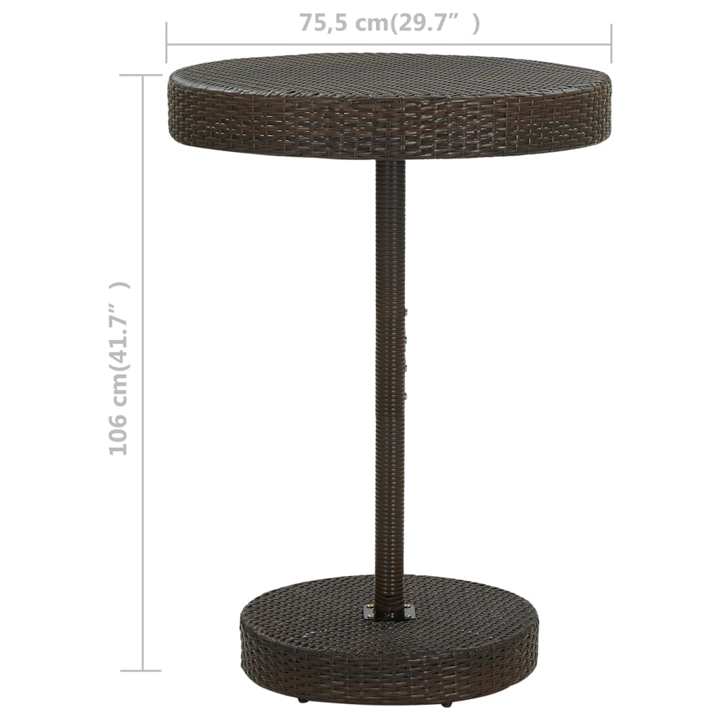 Tuintafel 75,5x106 cm poly rattan bruin