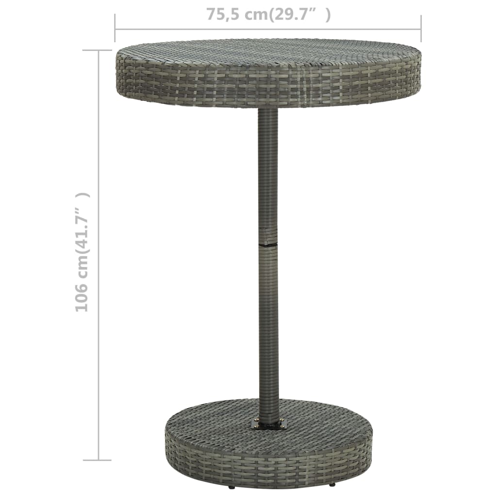 Tuintafel 75,5x106 cm poly rattan grijs