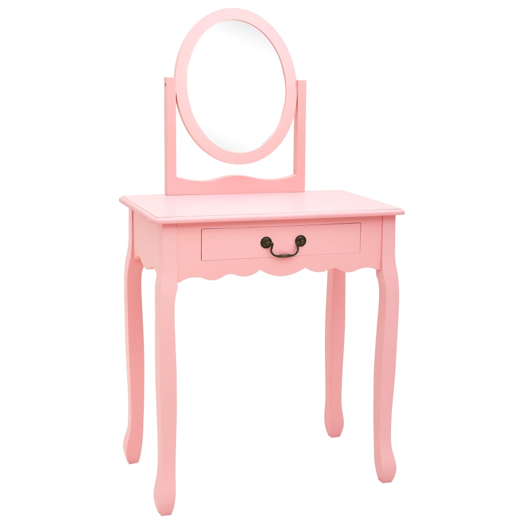 Kaptafel met kruk 65x36x128 cm paulowniahout MDF roze