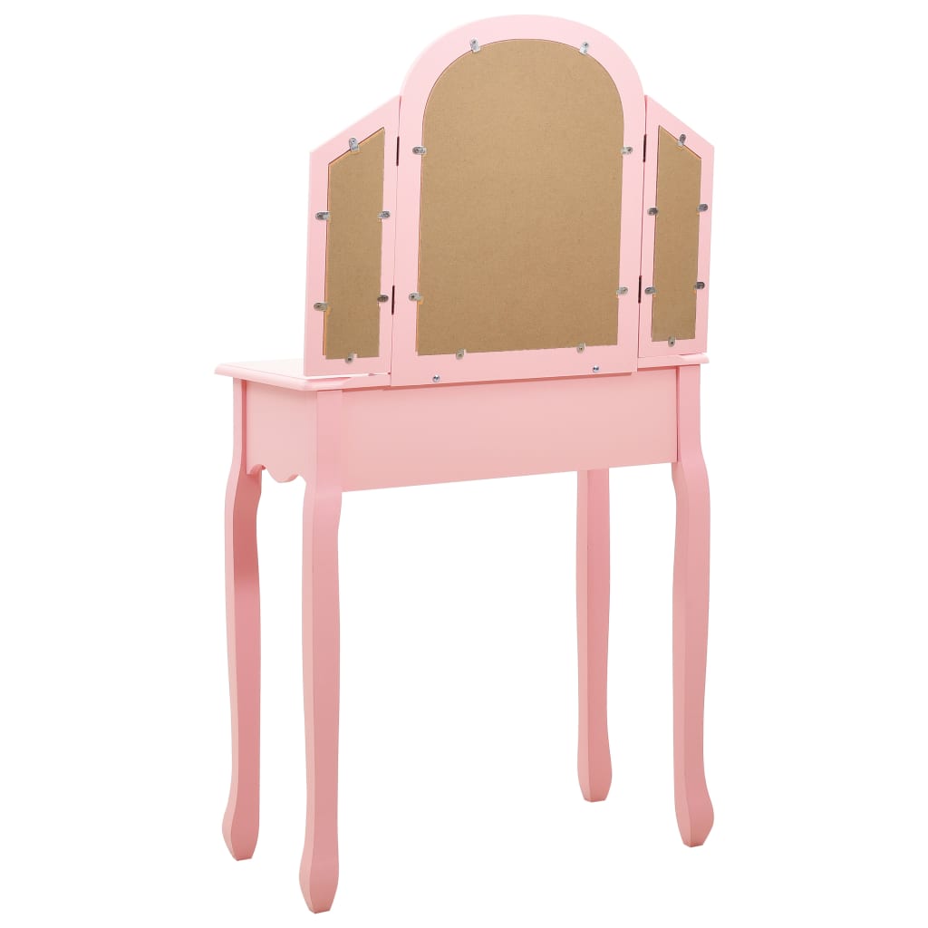 Kaptafel met kruk 65x36x128 cm paulowniahout MDF roze