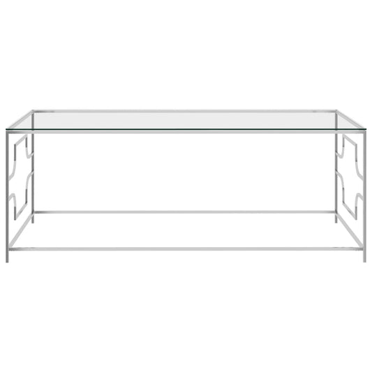 Salontafel 120x60x45 cm roestvrij staal en glas zilverkleurig