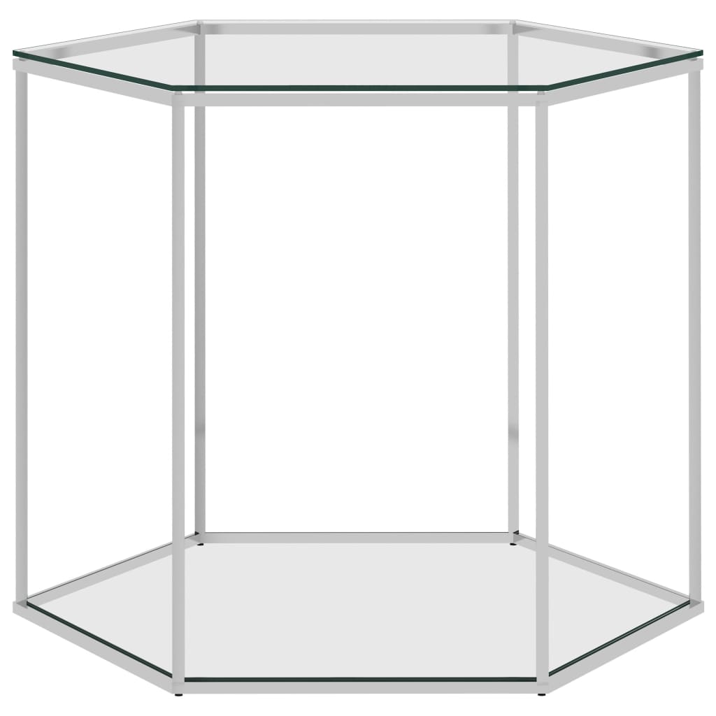 Salontafel 60x53x50 cm roestvrij staal en glas zilverkleurig