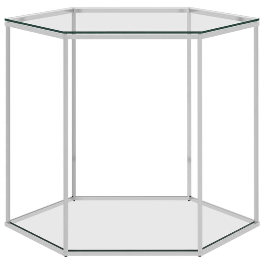 Salontafel 60x53x50 cm roestvrij staal en glas zilverkleurig