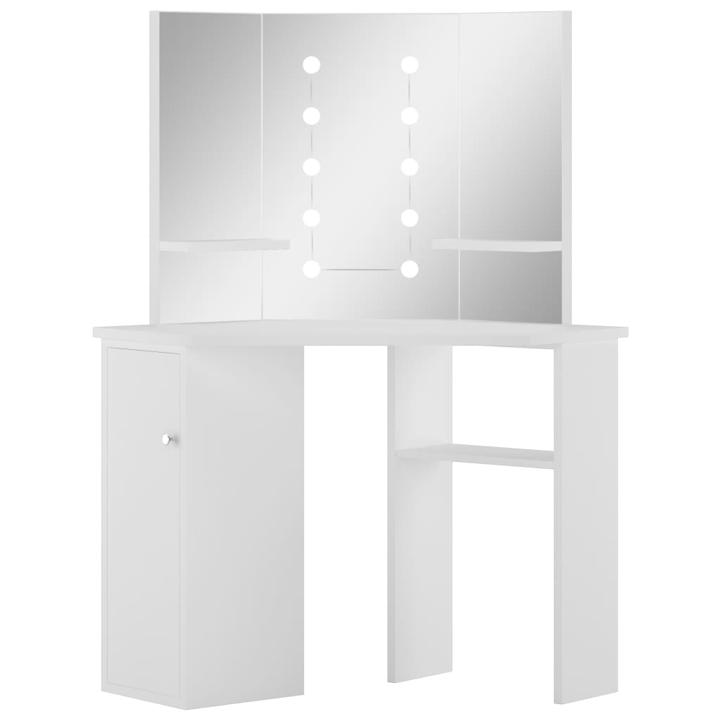 Hoekkaptafel met LED-verlichting wit