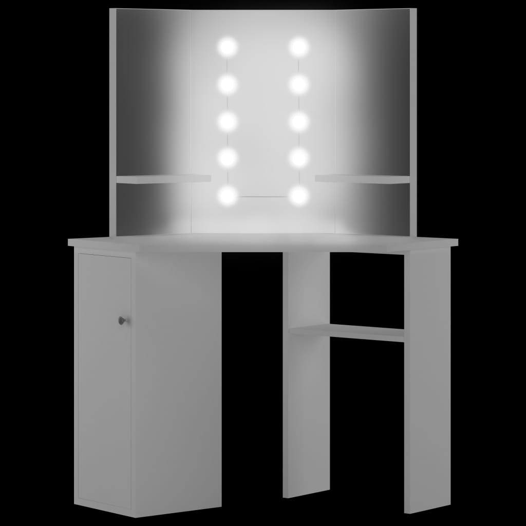 Hoekkaptafel met LED-verlichting wit