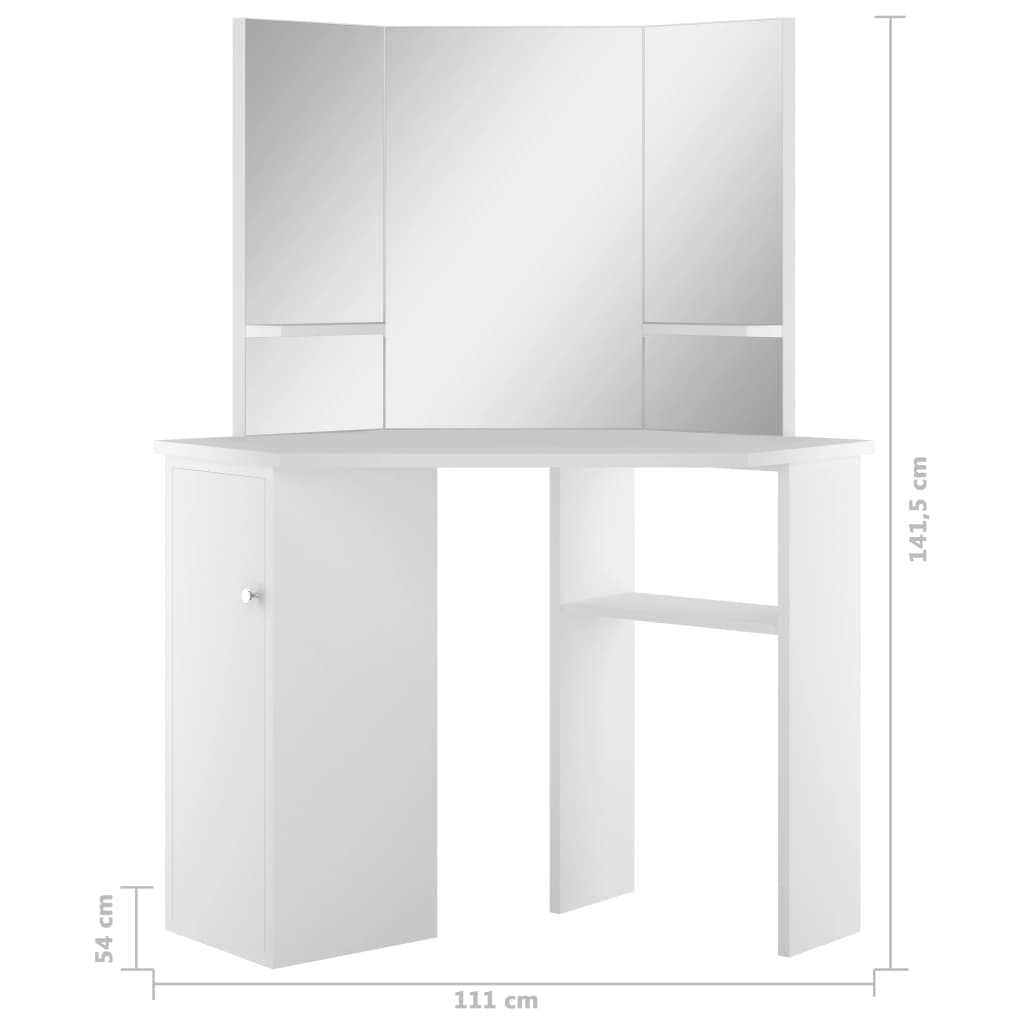 Kaptafel hoekmodel wit