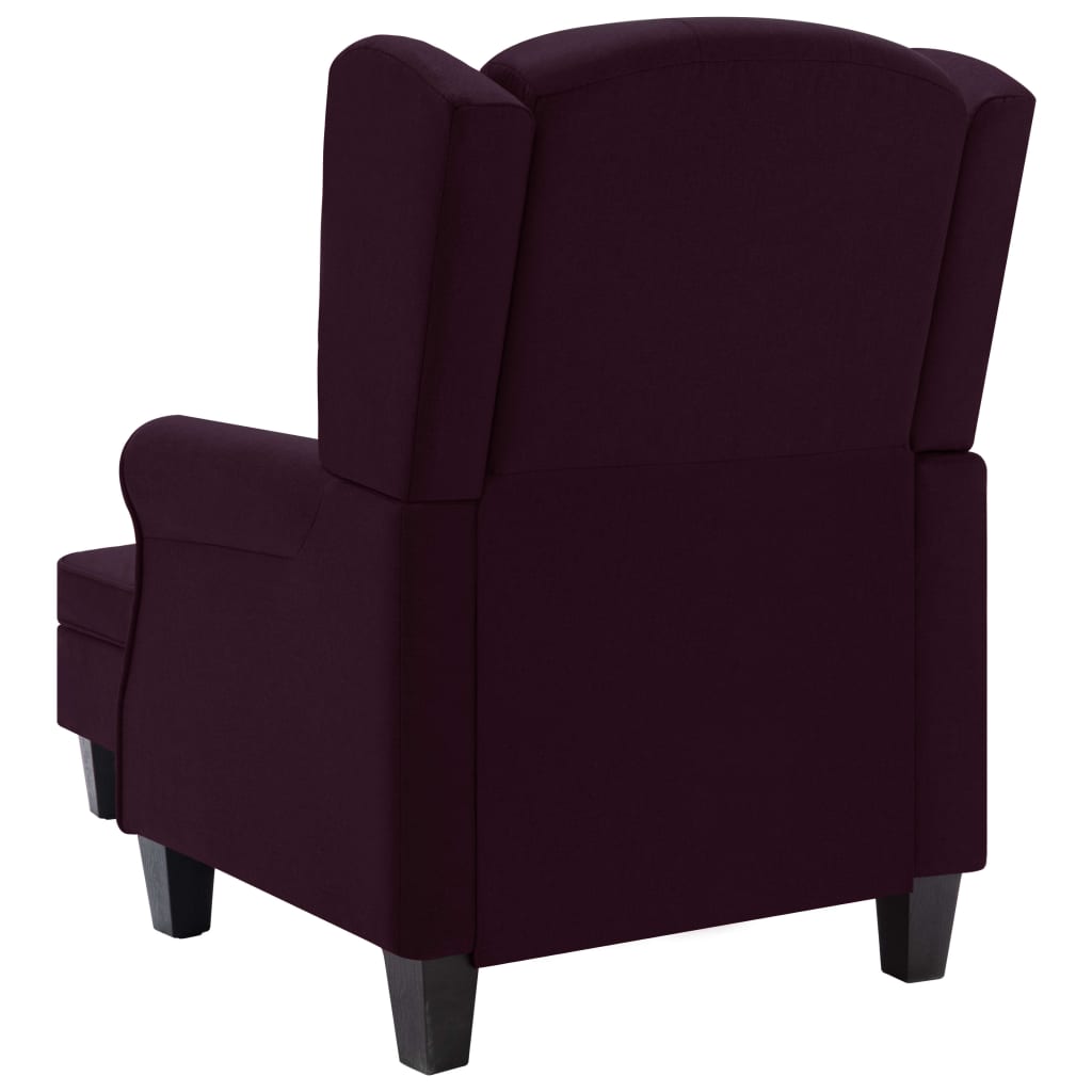 Fauteuil met voetenbankje stof paars