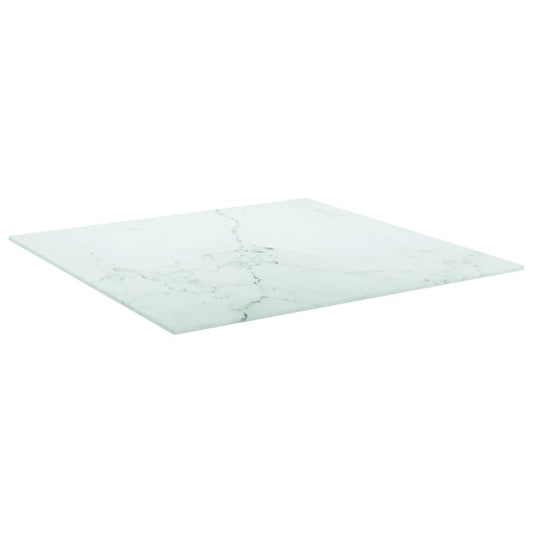 Tafelblad 60x60 cm 6 mm gehard glas met marmeren design wit