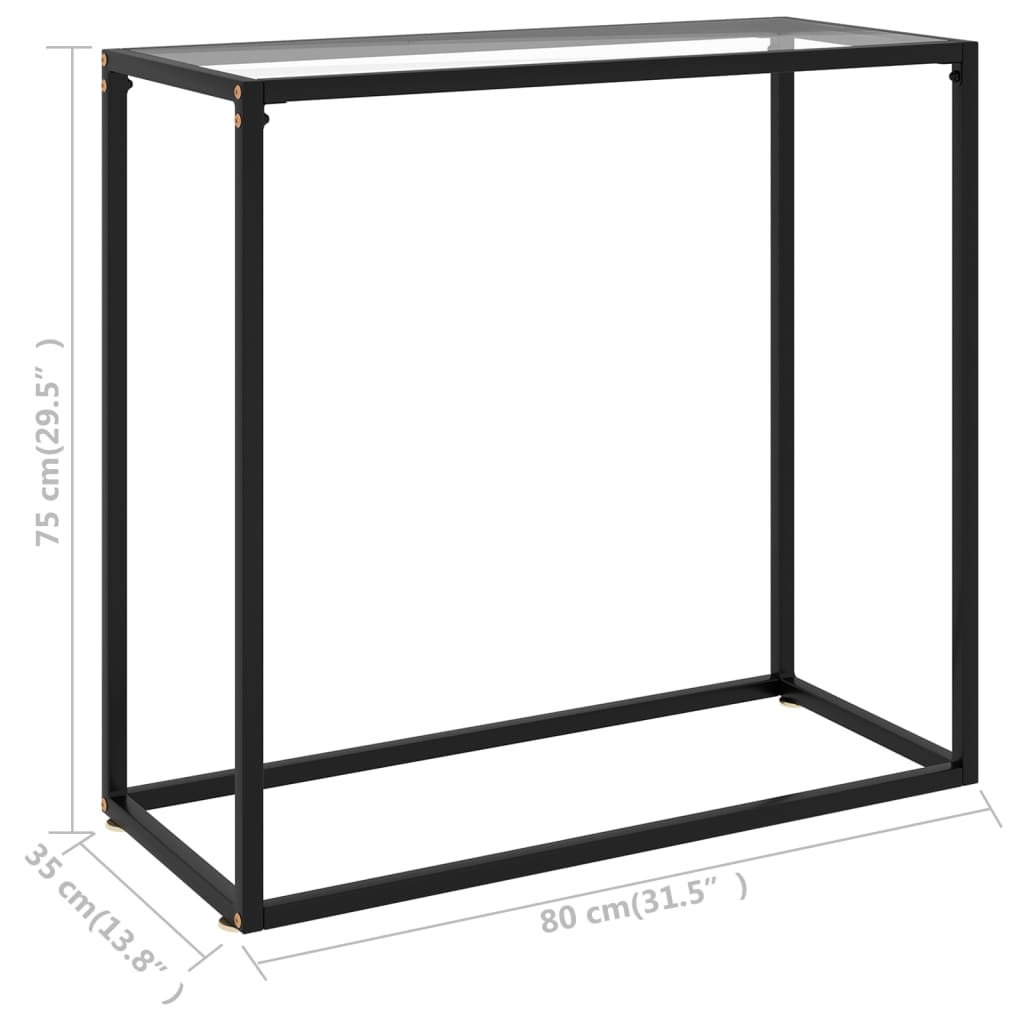 Wandtafel 80x35x75 cm gehard glas transparant