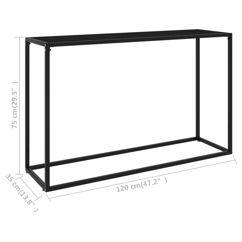 Wandtafel 120x35x75 cm gehard glas zwart