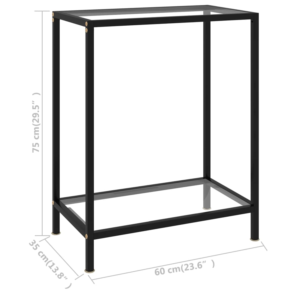 Wandtafel 60x35x75 cm gehard glas transparant