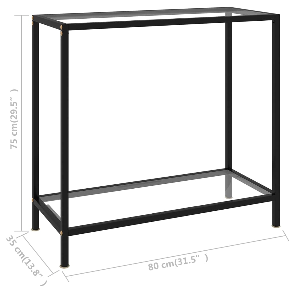 Wandtafel 80x35x75 cm gehard glas transparant