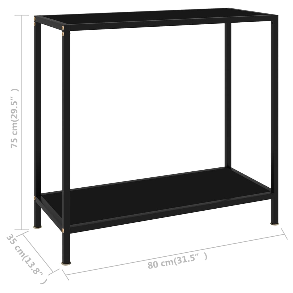 Wandtafel 80x35x75 cm gehard glas zwart