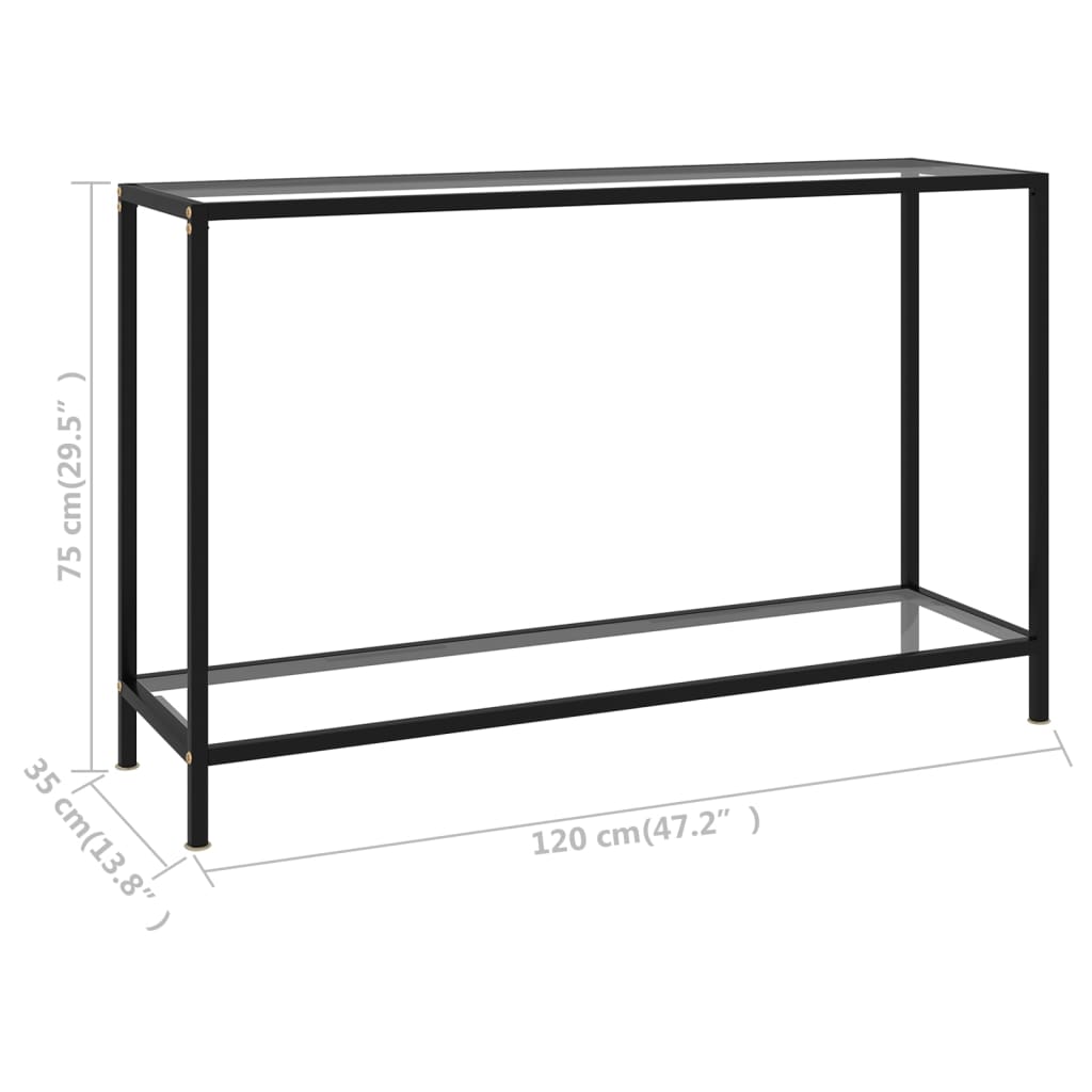 Wandtafel 120x35x75 cm gehard glas transparant