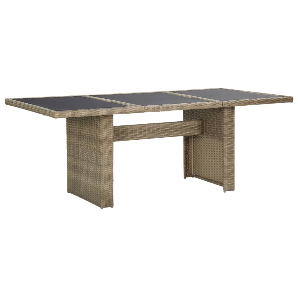 Tuintafel 200x100x74 cm glas en poly rattan bruin