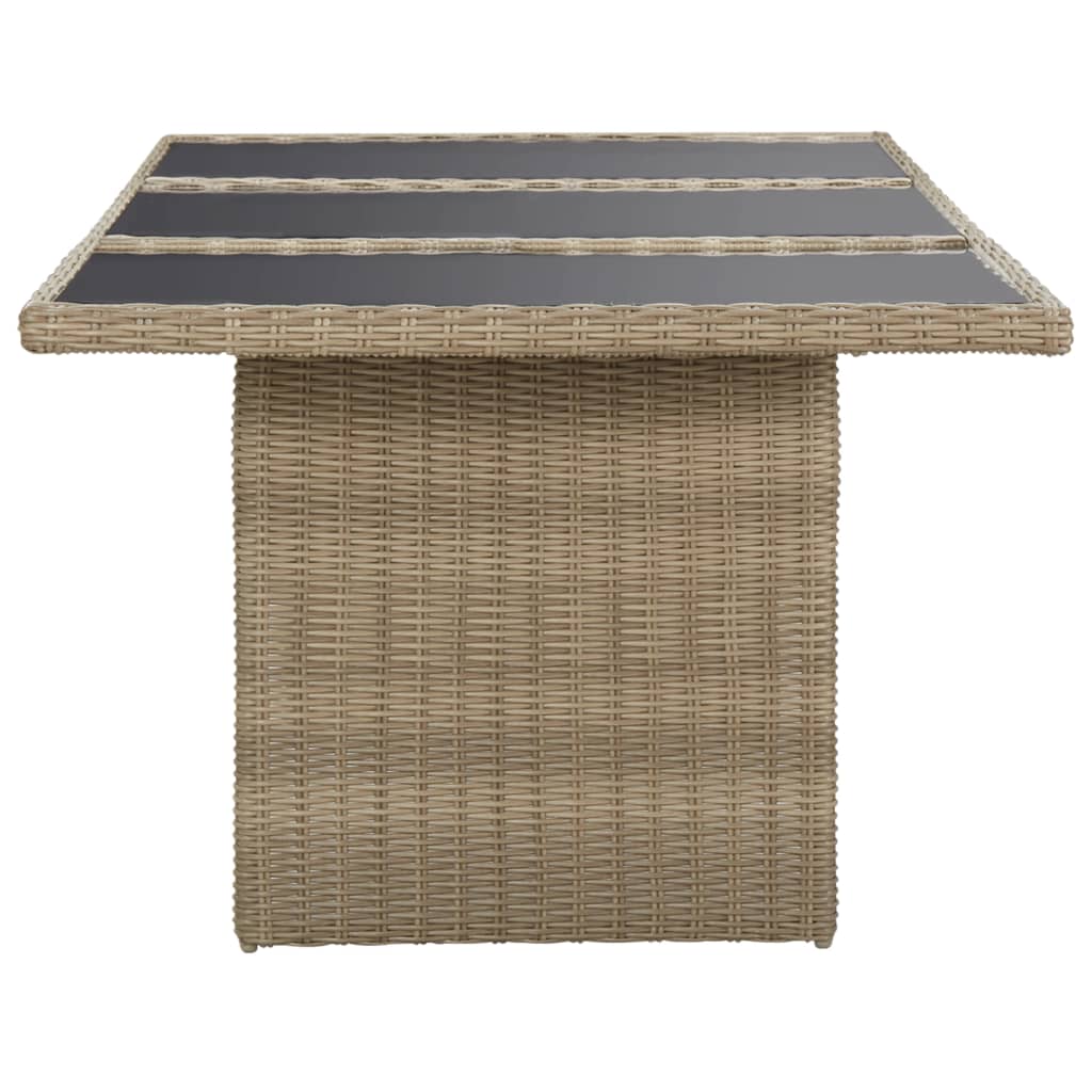 Tuintafel 200x100x74 cm glas en poly rattan bruin