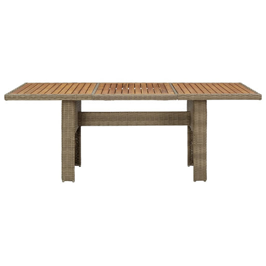 Tuintafel 200x100x74 cm poly rattan bruin