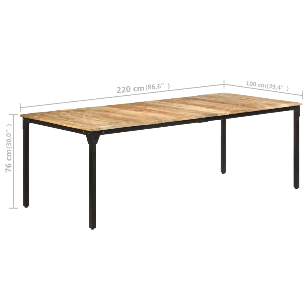 Eettafel 220x100x76 cm ruw mangohout