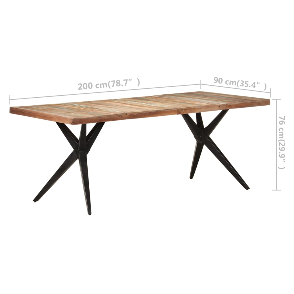 Eettafel 200x90x76 cm massief gerecycled hout