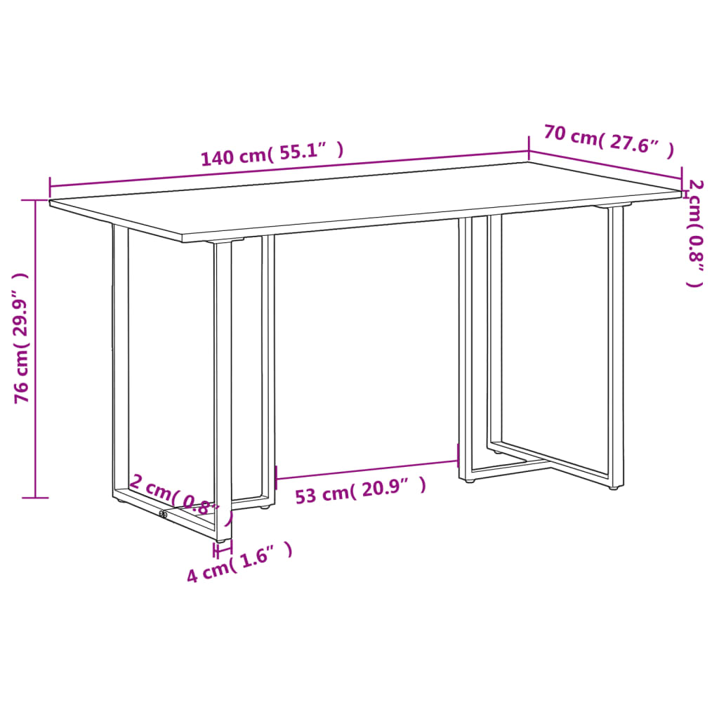 Eettafel 140 cm massief gerecycled hout