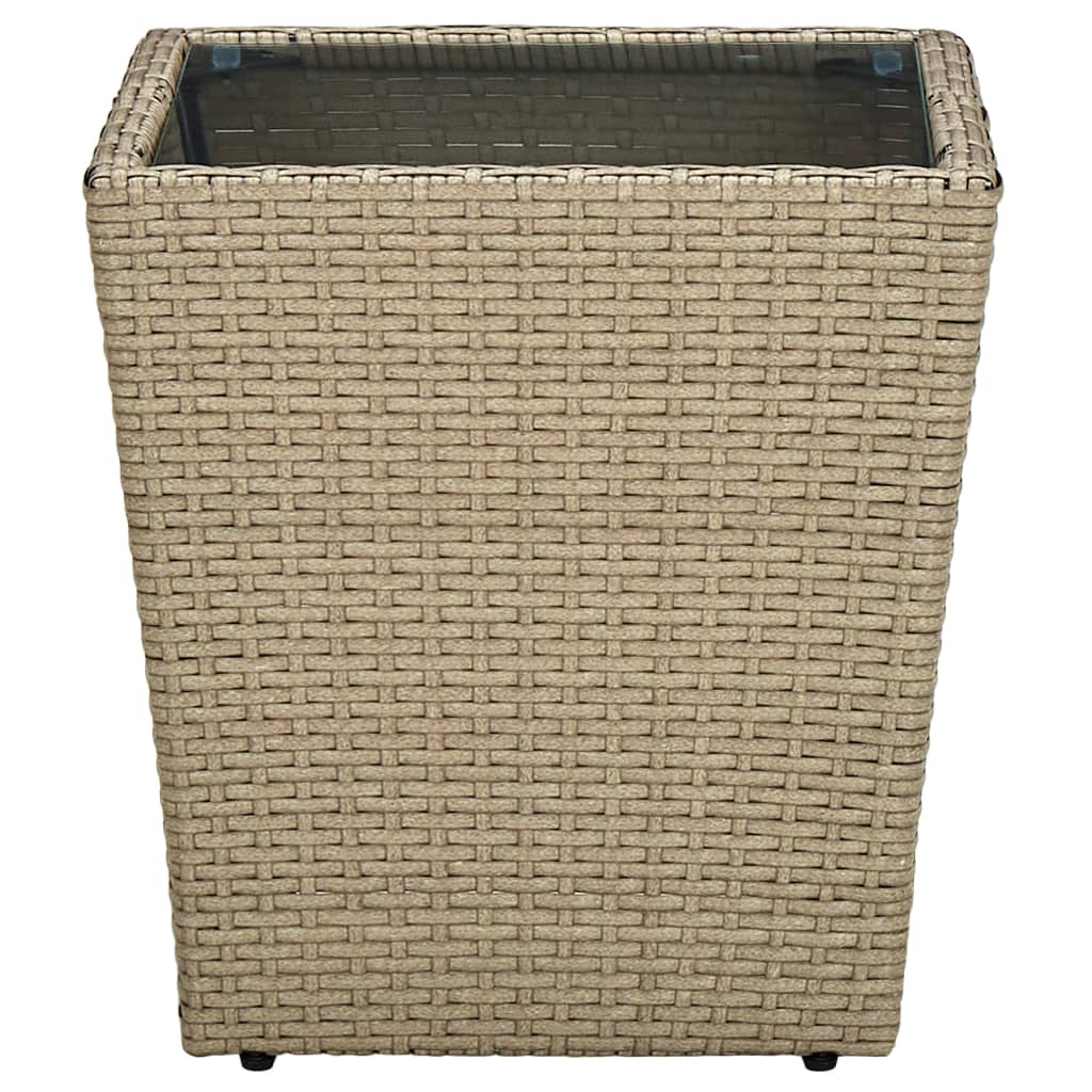 Salontafel 41,5x41,5x44 cm poly rattan en gehard glas beige