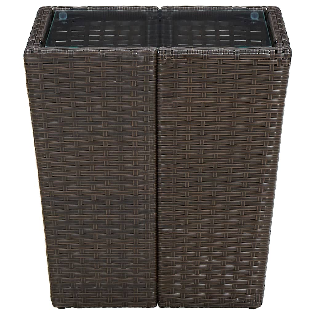 Salontafel 41,5x41,5x44 cm poly rattan en gehard glas bruin