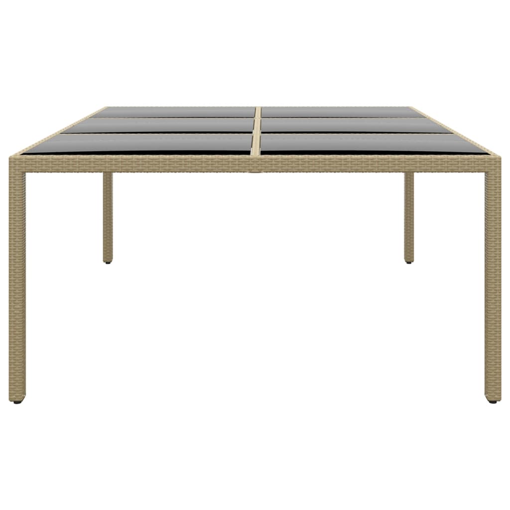 Tuintafel 200x150x75 cm gehard glas en poly rattan beige