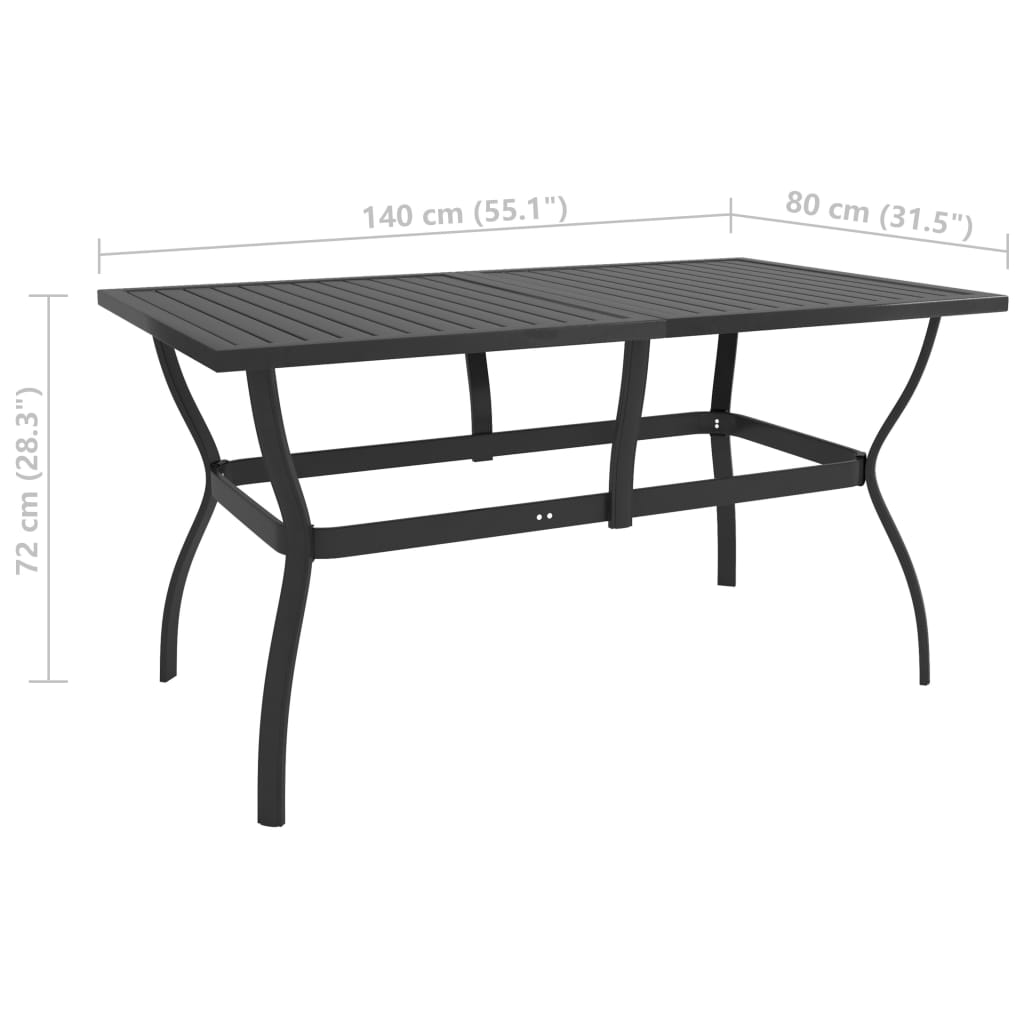 Tuintafel 140x80x72 cm staal antraciet