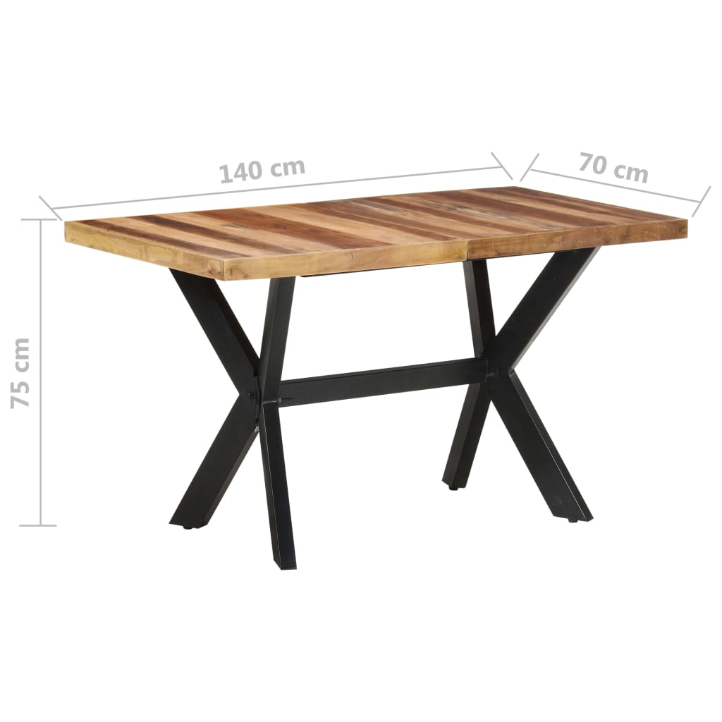 Eettafel 140x70x75 cm massief hout met honingkleurige afwerking