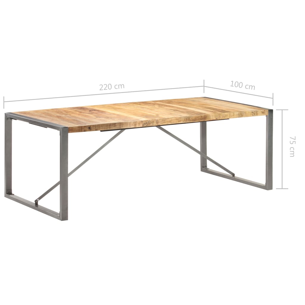 Eettafel 220x100x75 cm massief ruw mangohout