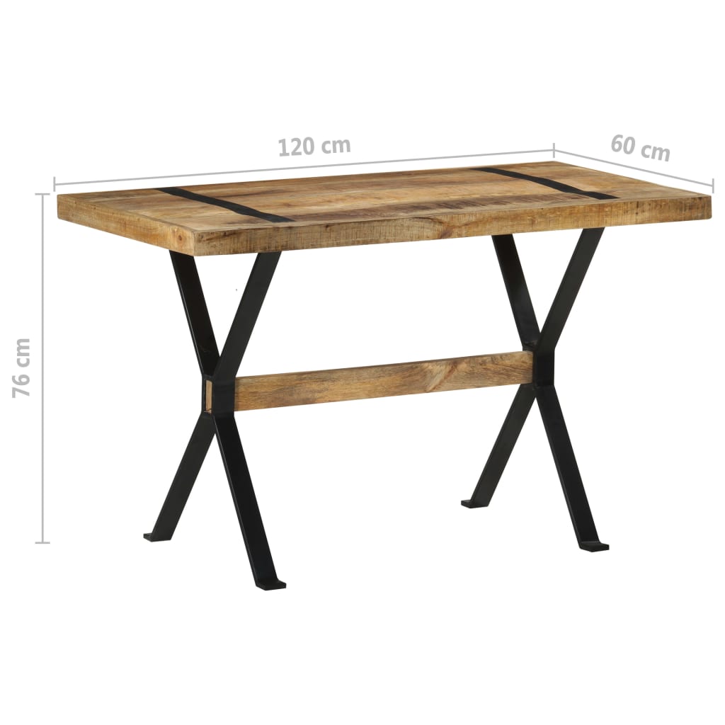 Eettafel 120x60x76 cm ruw mangohout