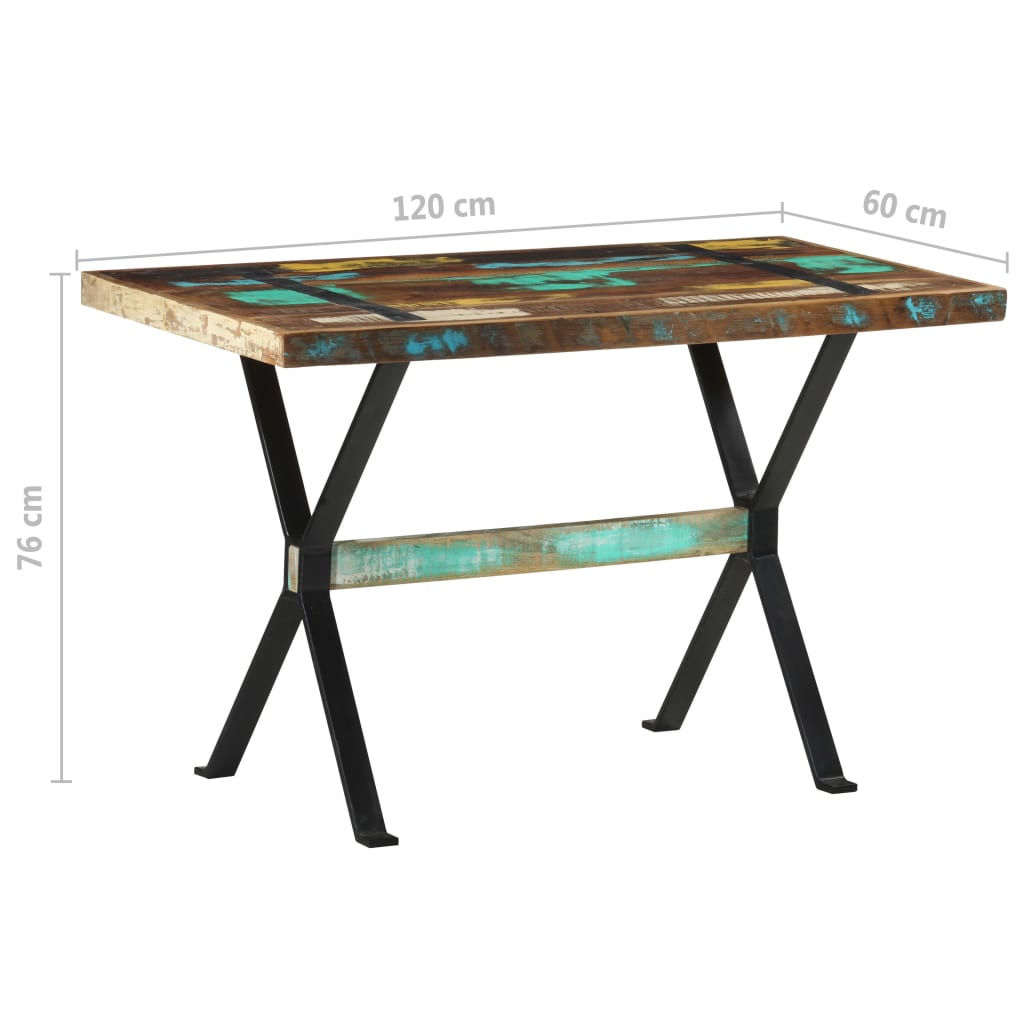 Eettafel 120x60x76 cm massief gerecycled hout