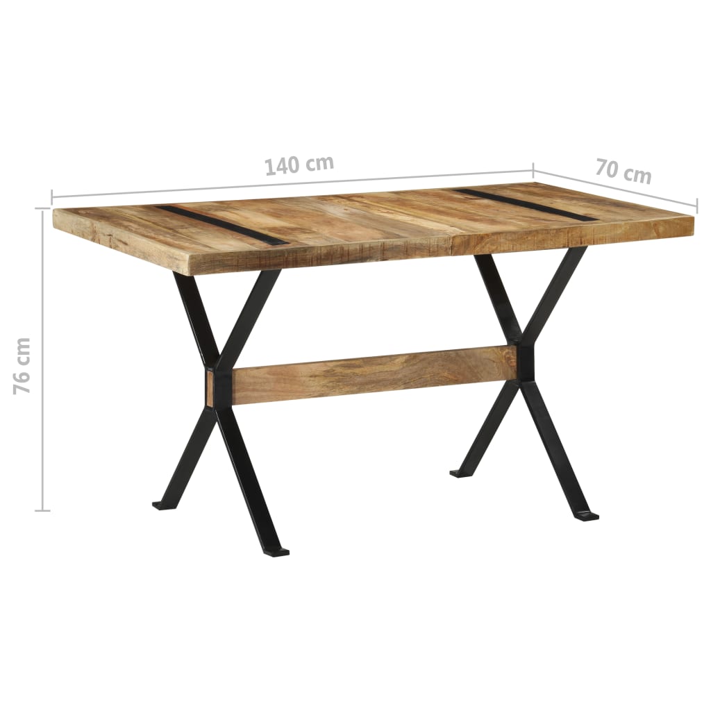 Eettafel 140x70x76 cm ruw mangohout