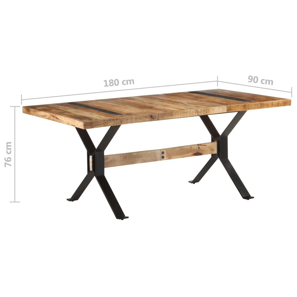 Eettafel 180x90x76 cm ruw mangohout