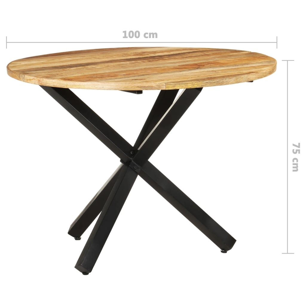 Eettafel rond 100x100x75 cm ruw mangohout