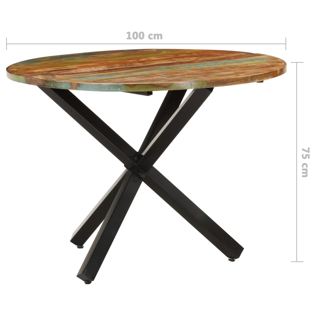 Eettafel rond 100x100x75 cm massief gerecycled hout