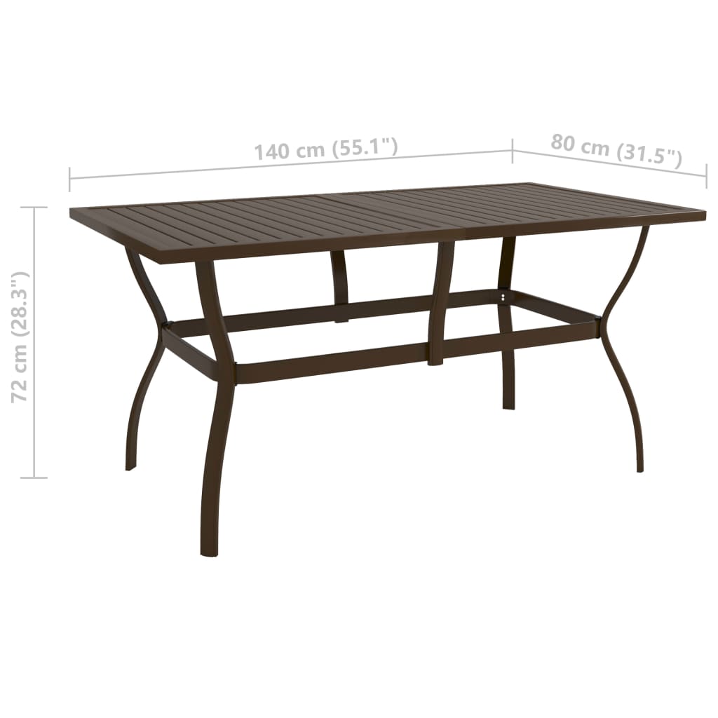 Tuintafel 140x80x72 cm staal bruin