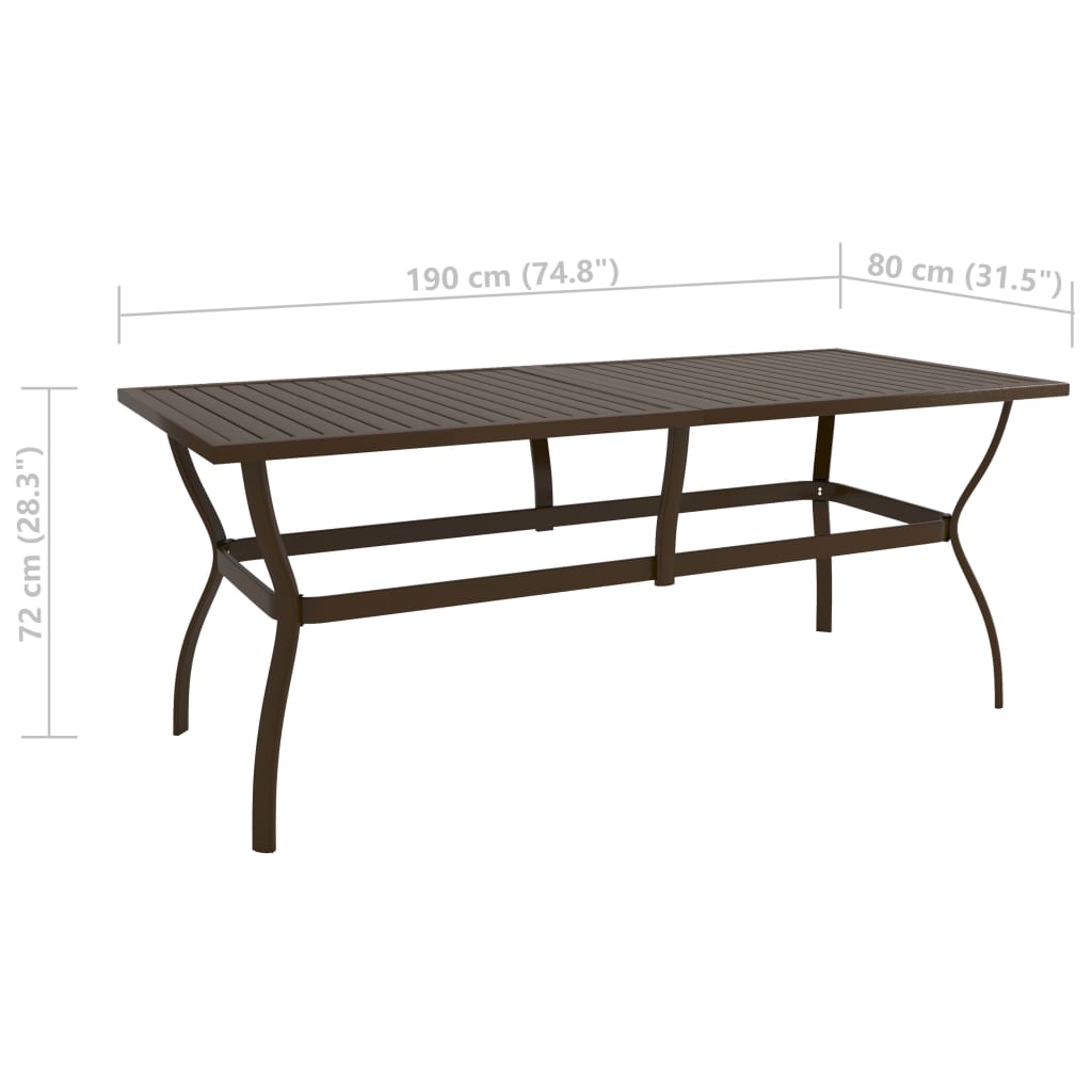 Tuintafel 190x80x72 cm staal bruin