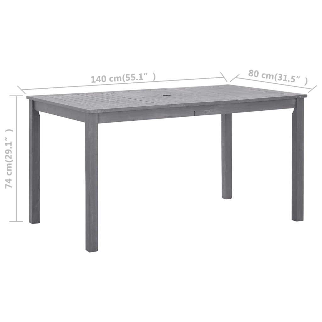 Tuintafel 140x80x74 cm massief acaciahout greywash