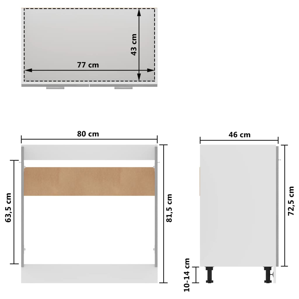 Wastafelonderkast 80x46x81,5 cm bewerkt hout betongrijs