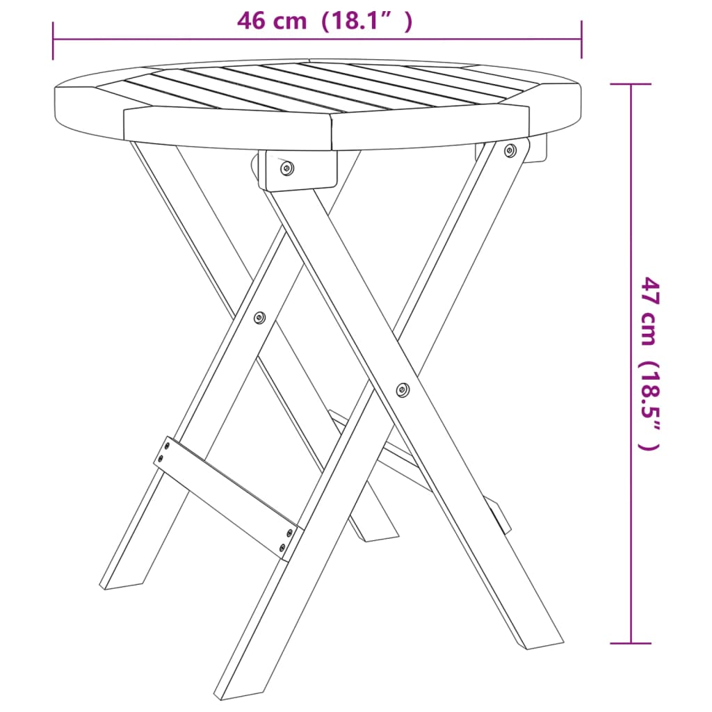 Bistrotafel Ø46x47 cm massief acaciahout