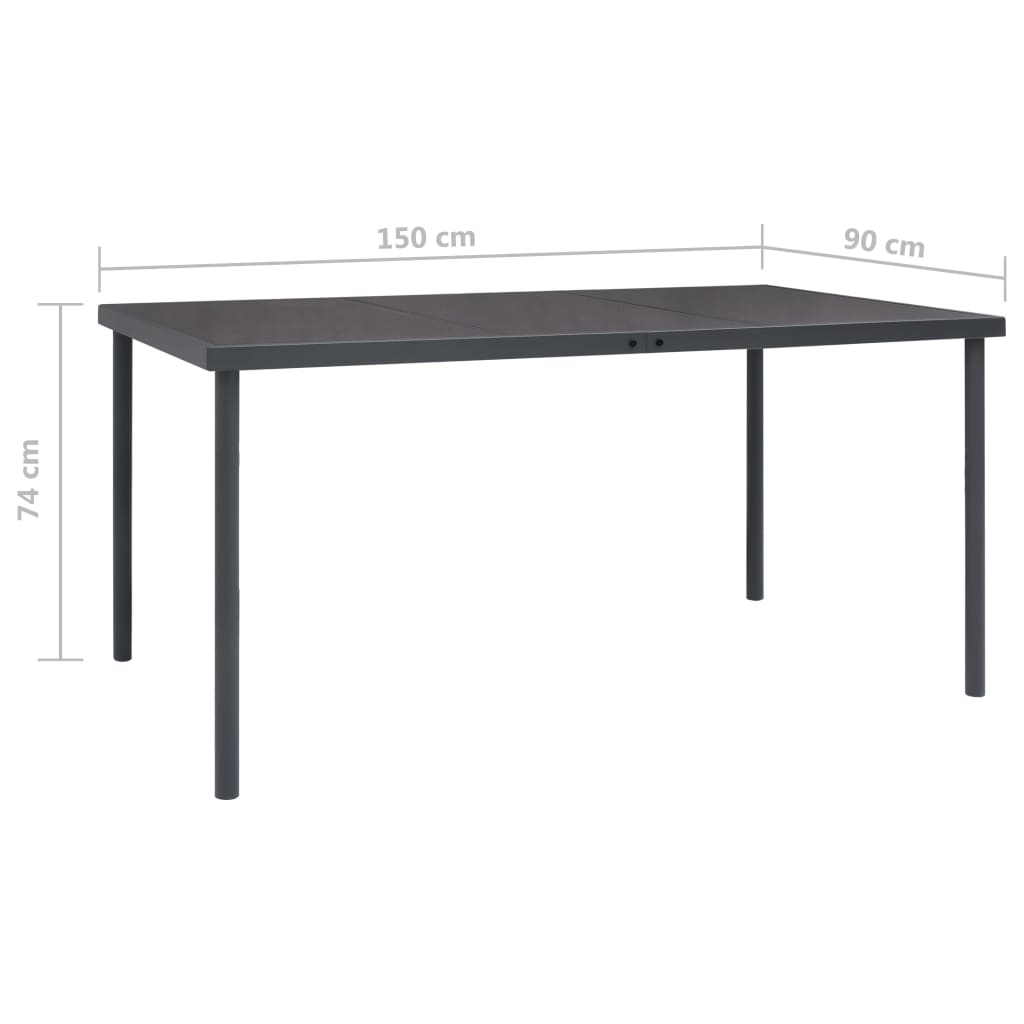 Tuintafel 150x90x74 cm staal antracietkleurig