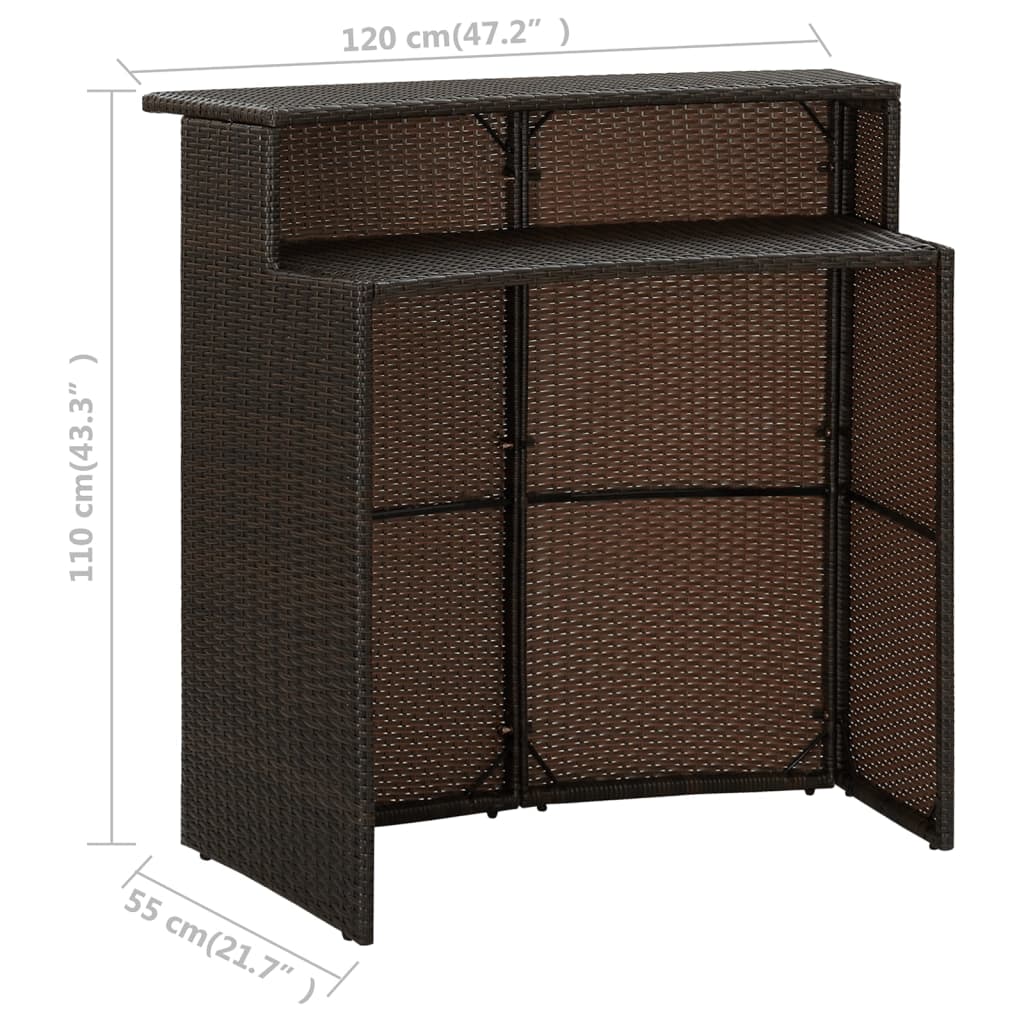 Tuinbartafel 120x55x110 cm poly rattan bruin