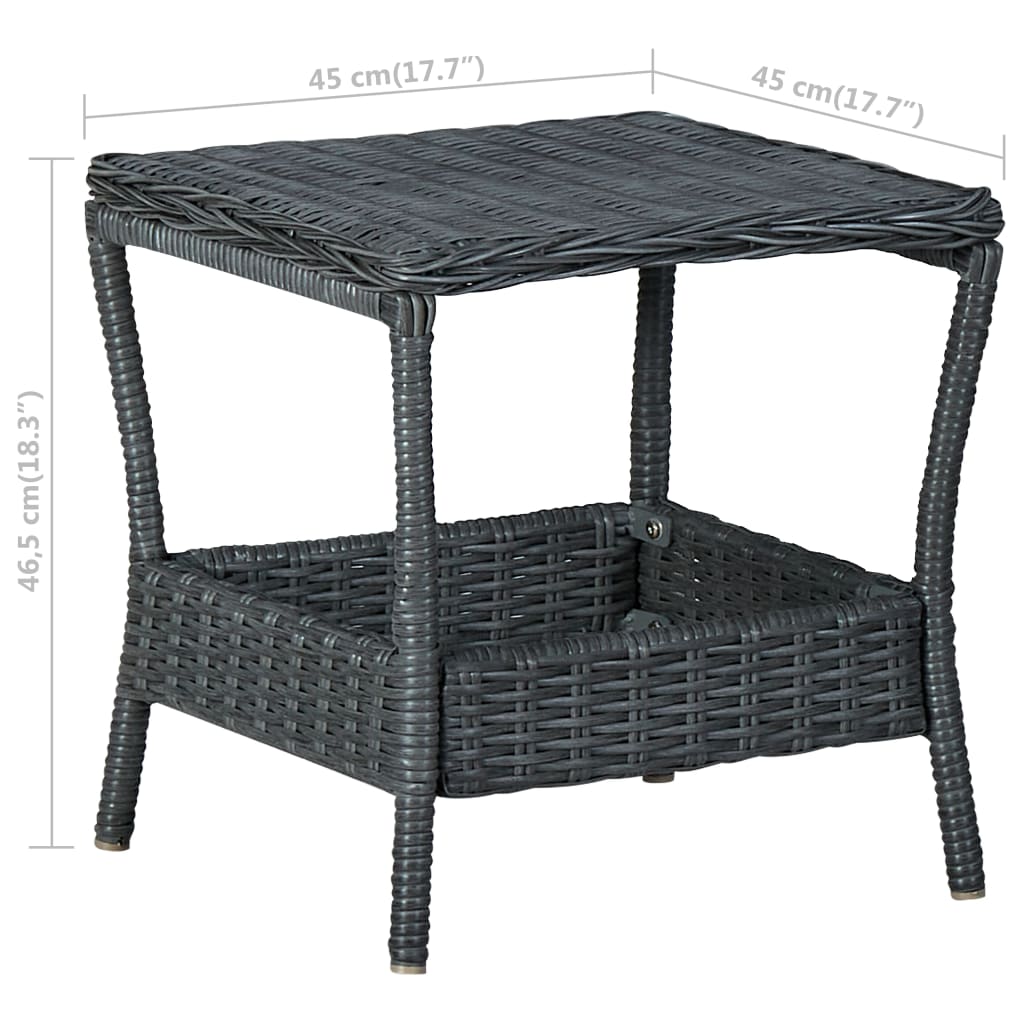 Tuintafel 45x45x46,5 cm poly rattan donkergrijs