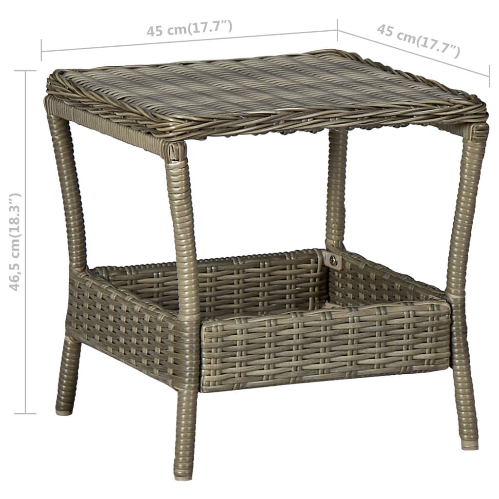 Tuintafel 45x45x46,5 cm poly rattan bruin