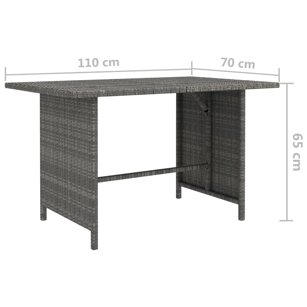 Tuintafel 110x70x65 cm poly rattan grijs