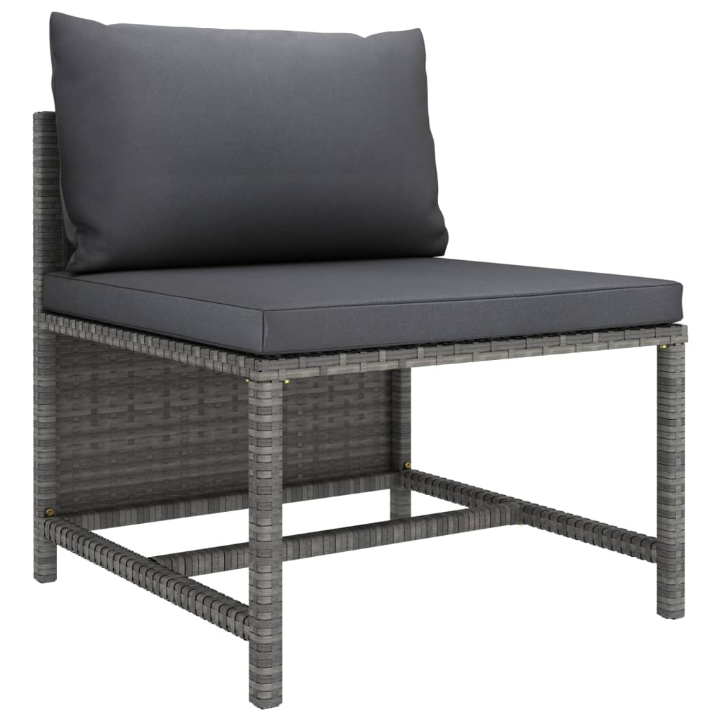 2-delige Loungeset met kussens poly rattan grijs